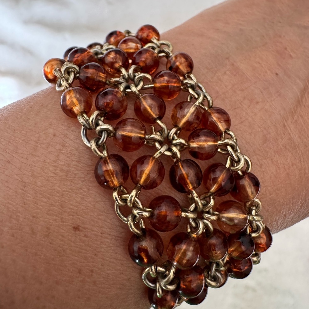 Amber Glass Bead Multi-Strand Bracelet - Women Jewelry
